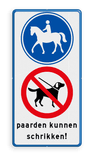 Verkeersbord ruiterpad + honden verboden