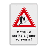 Waarschuwingsbord  - LET OP! Jonge ooievaars