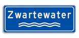 Verkeersbord Rivieren naam - blauw/wit