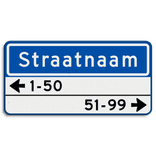 Straatnaambord 10 karakters 600x300 mm + 2 regelig huisnummers NEN 1772
