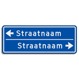 Straatnaambord 14 karakters 800x300 mm 2 regelig met pijl NEN 1772