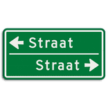 Straatnaambord groen 10 karakters 600x300 mm 2 regelig met pijl NEN 1772