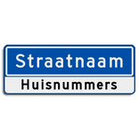 Straatnaambord 11 karakters 800x300mm 1 regelig + huisnummers NEN 1772