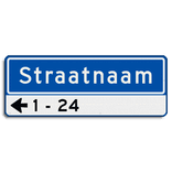 Straatnaambord 11 karakters 800x300mm 1 regelig + pijl en huisnummers NEN 1772