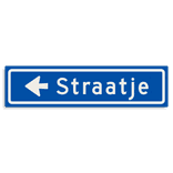 Straatnaambord KOKER 600x150mm - max. 10 karakters - met pijl NEN1772