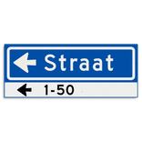 Straatnaambord KOKER 500x200mm - max. 8 karakters - huisnummers en pijl links - NEN1772