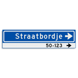 Straatnaambord KOKER 800x200mm - max. 14 karakters - huisnummers en pijl rechts - NEN1772