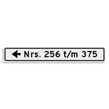 Verwijsbord KOKER huisnummers 1000x150 mm met pijl NEN 1772