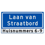 Straatnaambord KOKER 600x300mm - max. 20 karakters - 2 regelig met huisnummers - NEN1772