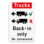 Informatiebord - Trucks drive in backwards only