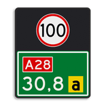 Hectometerbord BB08 500x600mm met A01100 en letter