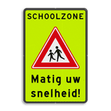 Verkeersbord schoolzone RVV J21f matig uw snelheid - reflecterend
