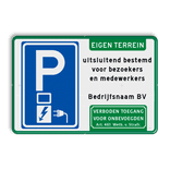 Parkeerbord elektrische voertuigen - eigen tekst - pijlen