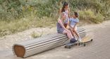 Banc public sans dossier en plastique recyclé et acier Corten - Govaplast - modèle Knokke