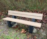Banc public bicolore avec dossier en plastique recyclé - Govaplast - modèle Bonn