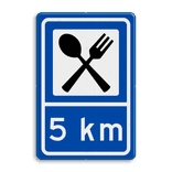 Routebord BW101 (blauw) - 1 pictogram met afstand