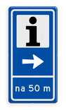 Verkeersbord RVV BW101S104 - Informatiekantoor met aanpasbare pijlrichting en afstandsaanduiding