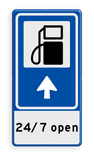 Verkeersbord RVV BW101Sp10 - Pompstation met aanpasbare pijlrichting