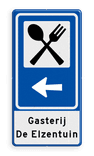 Routebord BW101 (blauw) - 1 pictogram met aanpasbare pijl en tekstvlak
