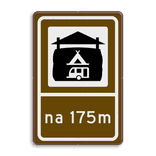 Routebord BW101 (bruin) - 1 pictogram met afstandsaanduiding