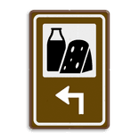 Routebord BW101 (bruin) - 1 pictogram met aanpasbare pijl