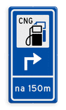 Routebord BW101 (blauw) - 1 pictogram met aanpasbare pijl en afstand