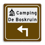 Routebord BW101 (bruin) - 1 picto en tekst met aanpasbare pijl