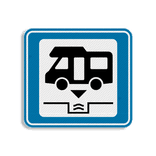 Vlak terreinbord 119x109mm - Pictogram Camper Serviceplaats