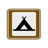 Vlak terreinbord 119x109mm - Pictogram Kampeerterrein