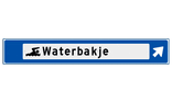 Verwijsbord object (blauw) - met 1 pictogram, 1 regel tekst en pijl