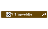 Verwijsbord toeristisch (bruin) - met 1 pictogram, 1 regel tekst en pijl