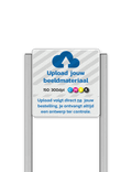 Portaalsysteem TS met informatiebord 1:1 met aluminium geborstelde staanders