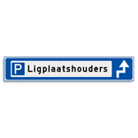 Verwijsbord KOKER Blauw/wit/zwart - pijl rechts, met 1 pictogram - Klasse 3 reflecterend