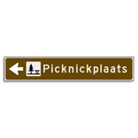 Verwijsbord KOKER Bruin/wit/zwart - pijl links, met 1 pictogram - Klasse 3 reflecterend