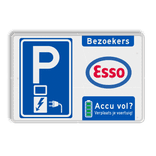 Parkeerbord elektrische voertuigen bezoekers - met eigen logo - reflecterend