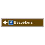 Verwijsbord KOKER Bruin/wit/zwart - pijl links, met 1 pictogram - Klasse 3 reflecterend