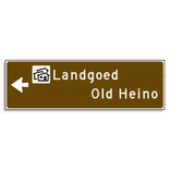 Verwijsbord KOKER Bruin/wit/zwart - pijl links, 2 regelig met 1 pictogram - Klasse 3 reflecterend