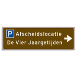 Verwijsbord KOKER Bruin/wit/zwart - pijl rechts, 2 regelig met 1 pictogram - Klasse 3 reflecterend