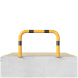 Beschermhek Ø76mm - 750x750mm moet bodemmontage - geel/zwart