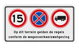 Verkeersbord 3 verkeerstekens + tekstregels