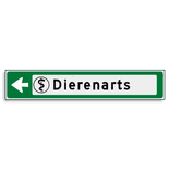 Verwijsbord KOKER Groen/wit/zwart - pijl links, met 1 pictogram - Klasse 3 reflecterend