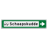 Verwijsbord KOKER Groen/wit/zwart - pijl rechts, met 1 pictogram - Klasse 3 reflecterend