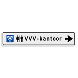 Verwijsbord KOKER Wit/zwart - pijl rechts, met 2 pictogrammen - Klasse 3 reflecterend