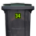 Container sticker Huisnummer Zwart/Geel-Groen | Klassiek