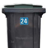 Container sticker Huisnummer blauw/wit | Modern