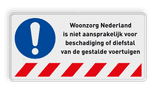 Verkeersbord niet aansprakelijk voor schade of diefstal + bedrijfsnaam