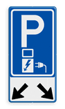 Verkeersbord elektrisch laden, met schuine pijlen - reflecterend