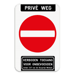 Bord Privé weg - verboden toegang artikel 3.67
