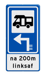 Parkeerbord BW201 met aanpasbare pijl en afstandsaanduiding