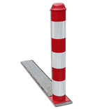 Poteau de parking rabattable en plastique Ø100 mm rouge/blanc